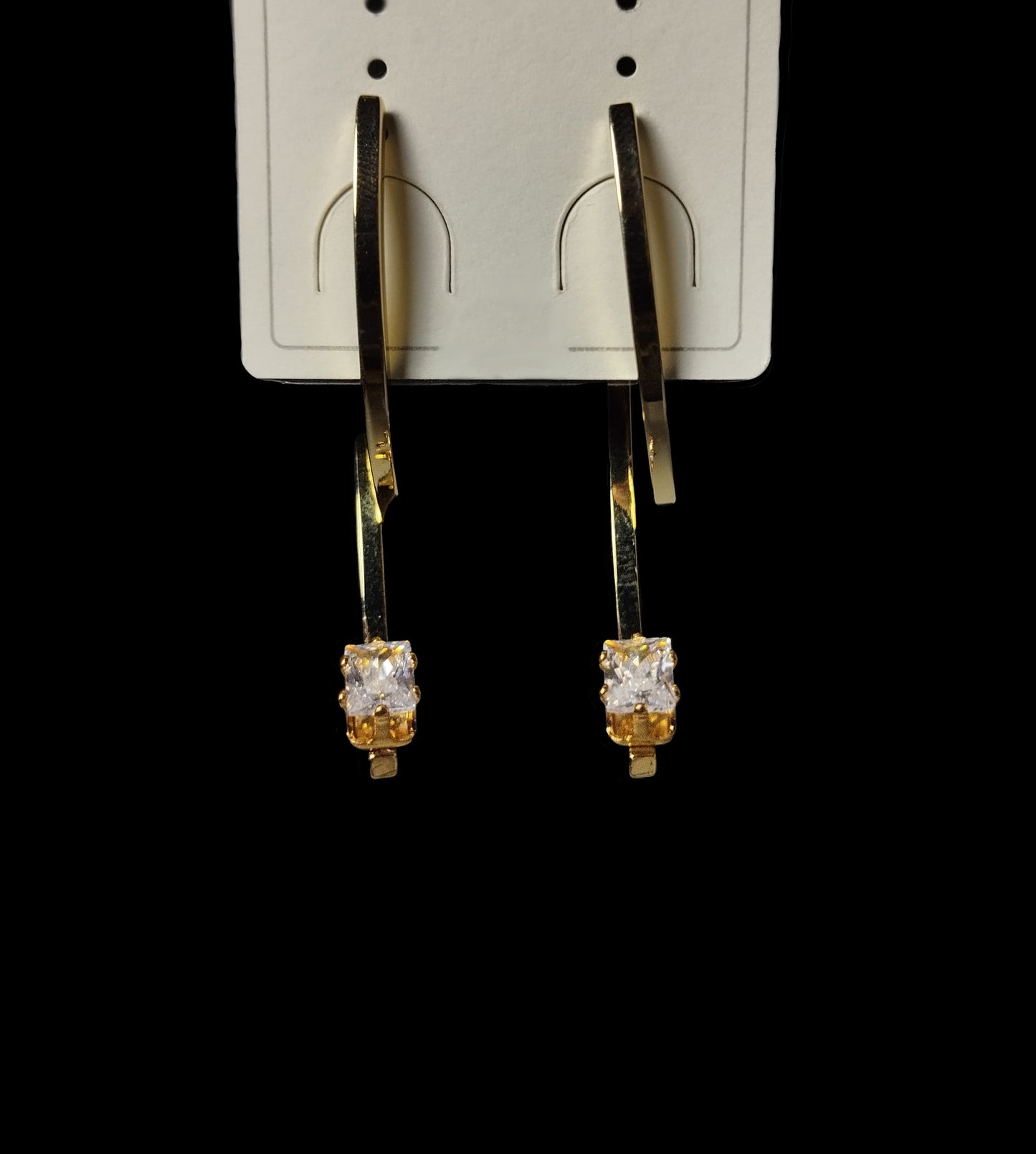 Modern Gold Drop Earrings with Sparkling Solitaire Stone For Women