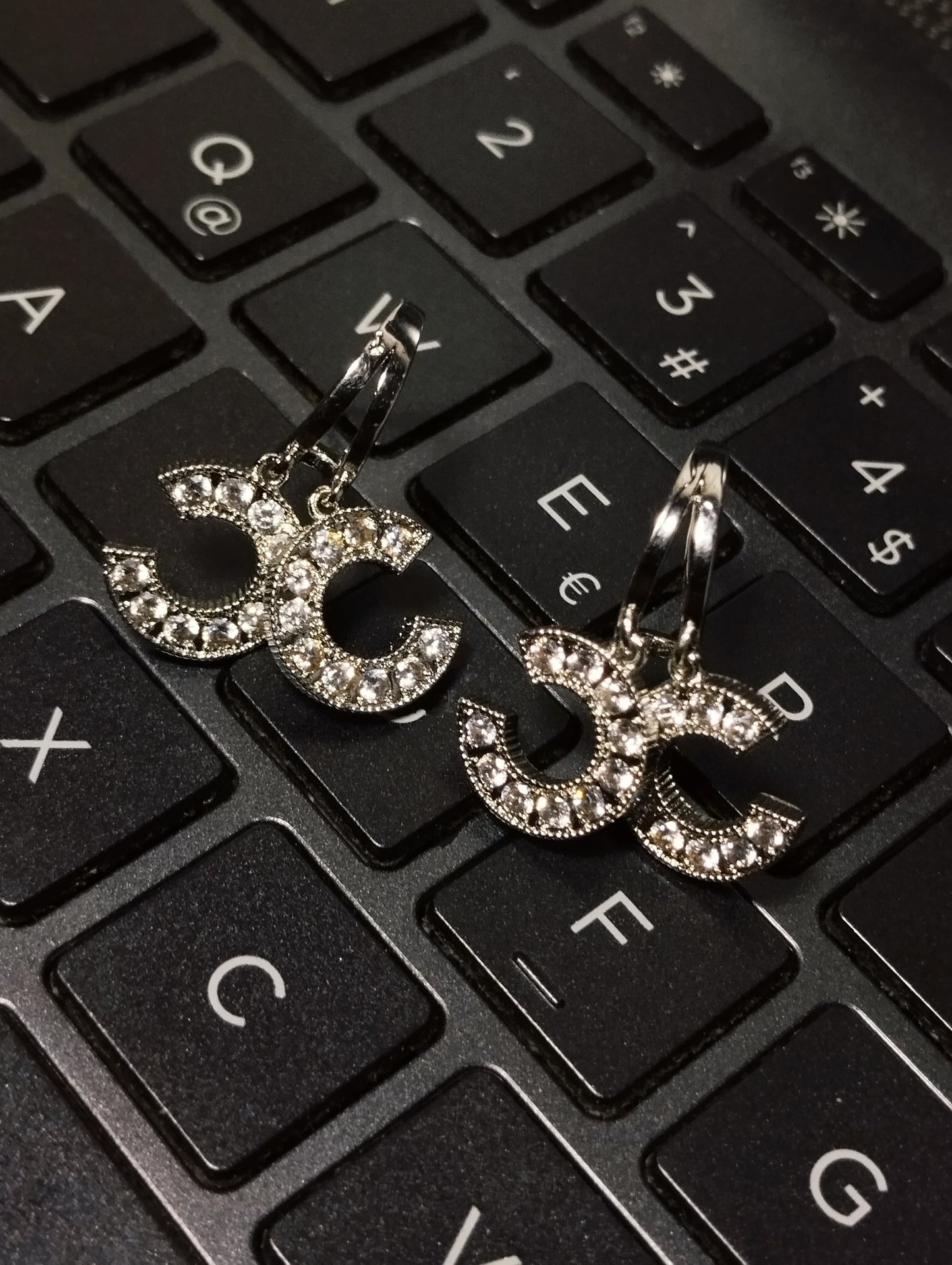 Premium Crystal Double-C Drop Earrings For Women