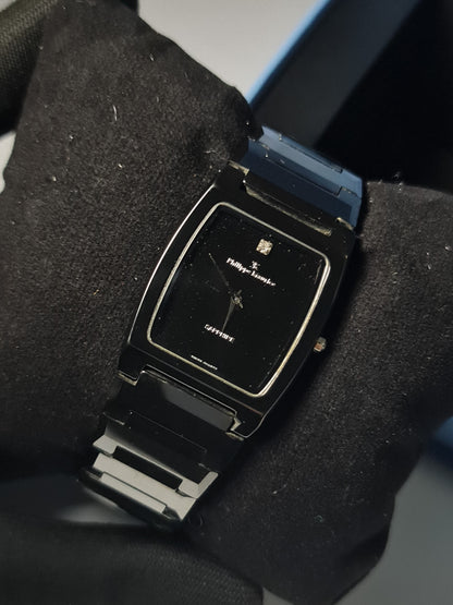 Philippe Hawk Sapphire Swiss Quartz Black Rectangular Watch