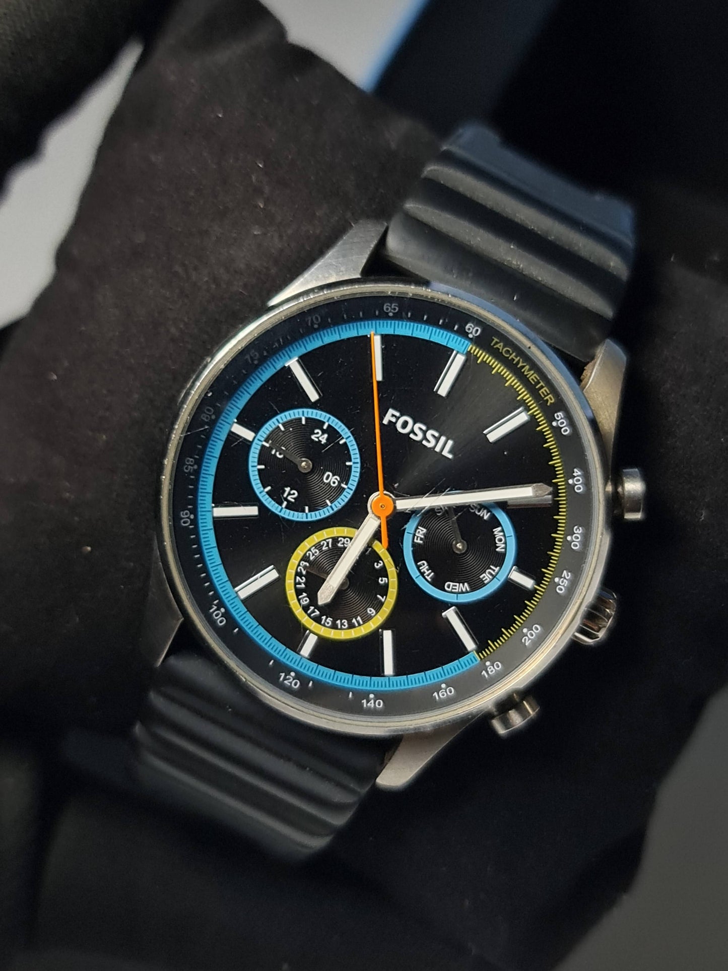 Fossil Men's Sport Chronograph Black Dial Silicone Watch