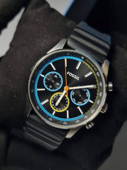 Fossil Men's Sport Chronograph Black Dial Silicone Watch