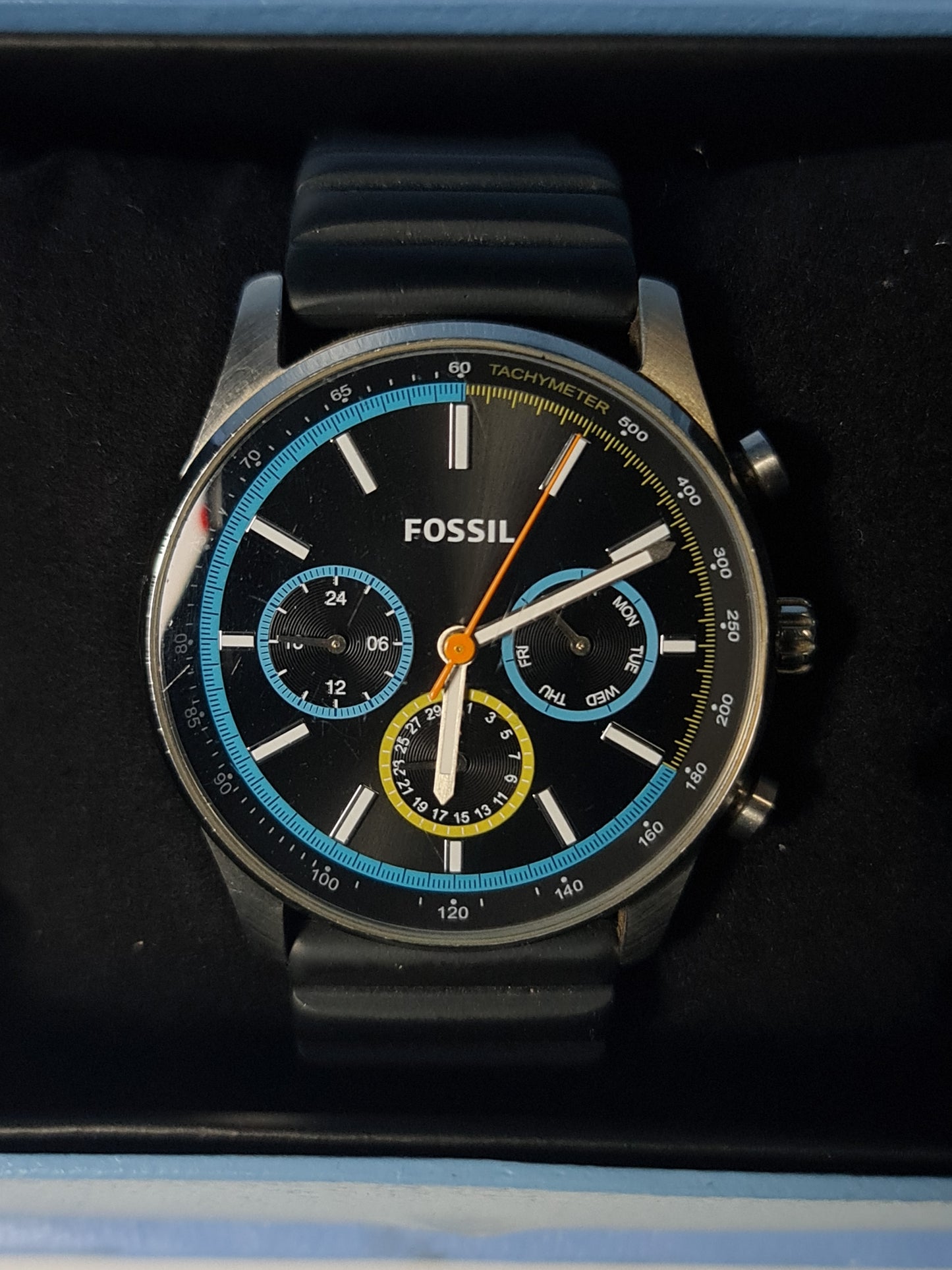 Fossil Men's Sport Chronograph Black Dial Silicone Watch