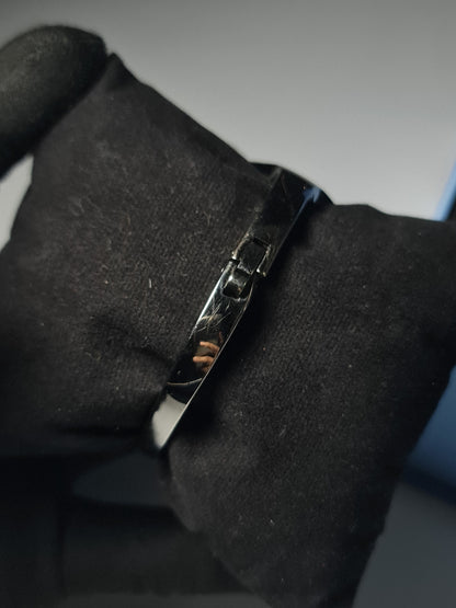 Minimalist Women’s Black Bangle Watch with Sunray Dial