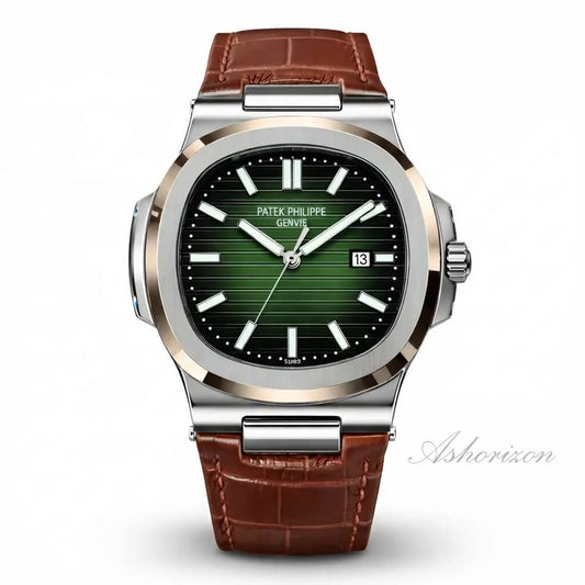 Patek Nautilus Leather Master Lock - Brown-Green