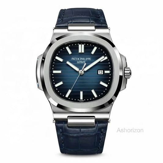 Patek Nautilus Leather Master Lock - Full Blue