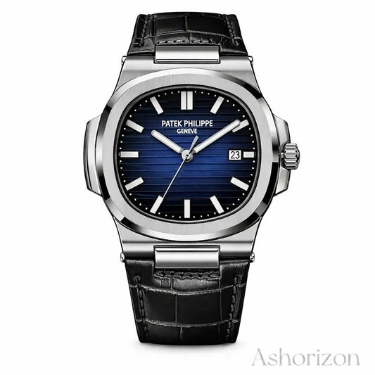 Patek Nautilus Leather Master Lock - Black Blue