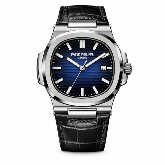 Patek Nautilus Leather Master Lock - Black Blue