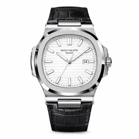 Patek Nautilus Leather Master Lock - Black-White