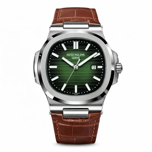 Patek Nautilus Leather Master Lock - Brown-Green