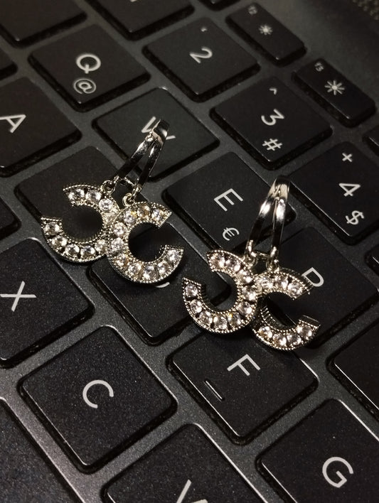 Premium Crystal Double-C Drop Earrings For Women