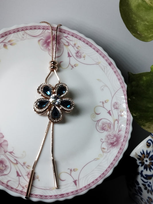 Royal Blue Teardrop Flower Pendant For Women