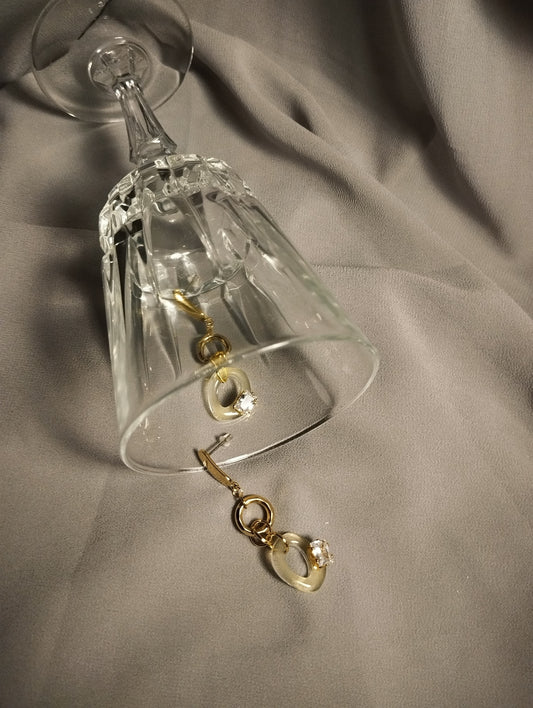 Chic Hoop Drop Earrings with Crystal Charm For Women