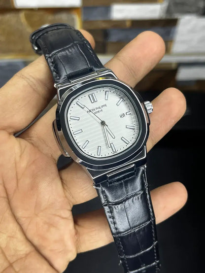 Patek Nautilus Leather Master Lock - Black