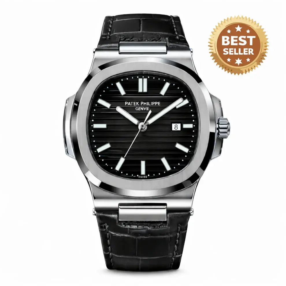 Patek Nautilus Leather Master Lock - Black