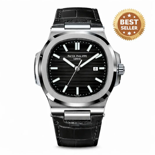Patek Nautilus Leather Master Lock - Black