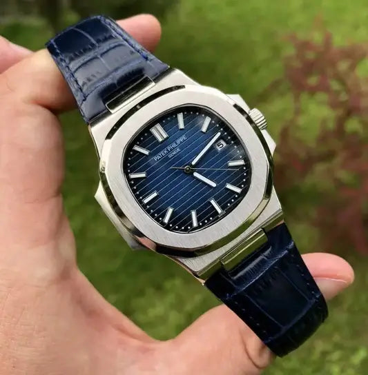 Patek Nautilus Leather Master Lock - Black